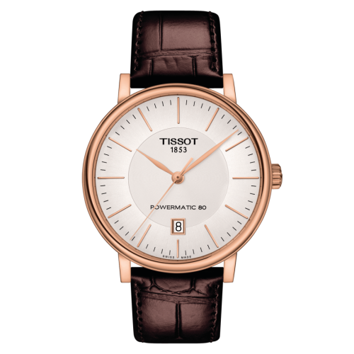 Tissot Carson Premium Powermatic 80 Rose Gold PVD / Silver / Strap